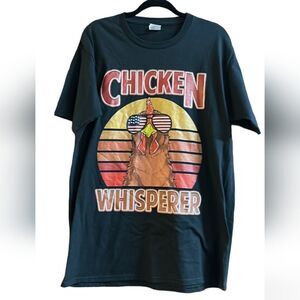 L CHICKEN WHISPERER BLACK FARM ANIMAL GRAPHIC SHORT SLEEVE TSHIRT lfarmer Large